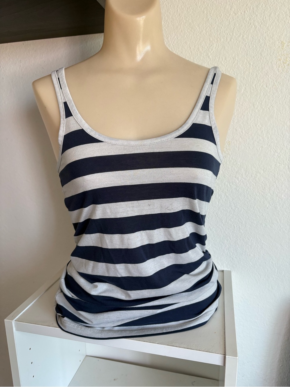Love Culture Navy and White Striped Scoop Tank